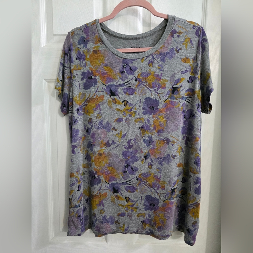 Torrid Super Soft Multicolor Floral Short Sleeve Tee
